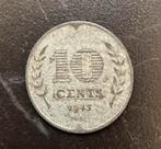 Oorlogsgeld zinken dubbeltje nederland 1943 2e wereld oorlog, Postzegels en Munten, Munten | Nederland, Ophalen of Verzenden, Koningin Wilhelmina