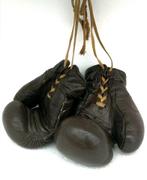 Antieke / vintage bruine lederen bokshandschoenen., Antiek en Kunst, Ophalen of Verzenden