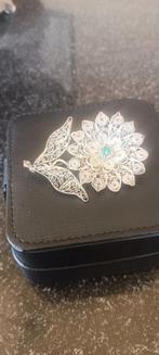 Zilveren Art Deco Broche Bloemmotief, Sieraden, Tassen en Uiterlijk, Broches, Ophalen of Verzenden
