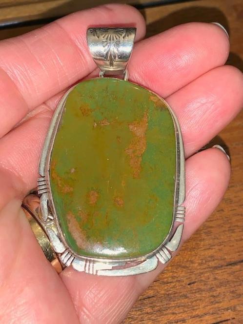 Zilveren hanger met apart groene Clear Springs Turquoise, Sieraden, Tassen en Uiterlijk, Kettinghangers, Nieuw, Zilver, Groen