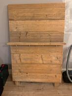 Steigerhouten wandpaneel met legplank en haakjes 150x100cm, Ophalen, Zo goed als nieuw