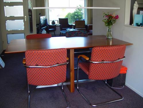 design LANDE eetkamerstoelen, slede model. chroombuis, Huis en Inrichting, Stoelen, Gebruikt, Drie, Hout, Kunststof, Metaal, Stof