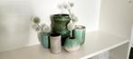 Groene Vintage Vazen Set, Huis en Inrichting, Woonaccessoires | Vazen, Gebruikt, Aardewerk of Porselein, Ophalen of Verzenden