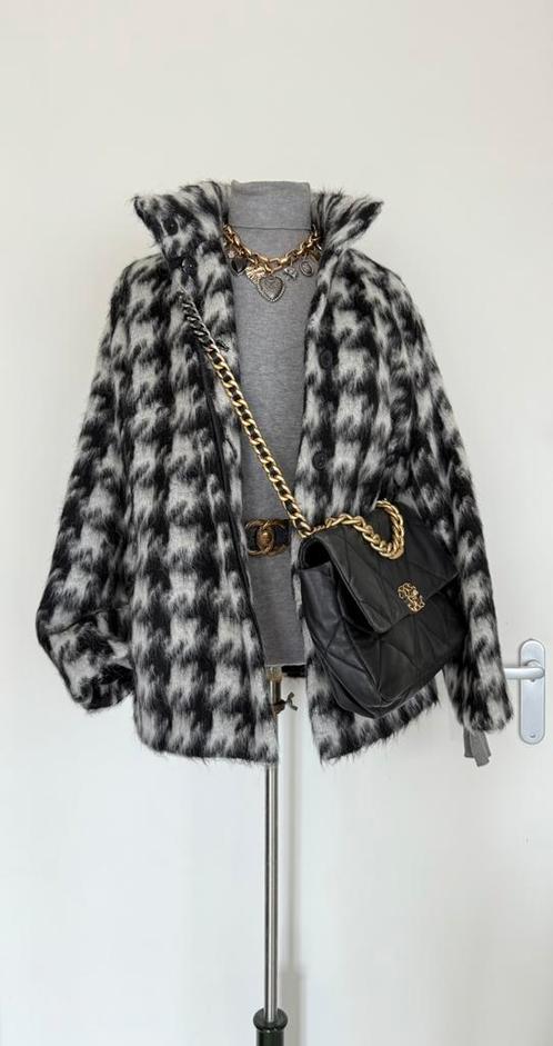 Madeleine Pauw pied du poule mohair/alpaca wollen jas 40, Kleding | Dames, Jassen | Winter, Verzenden