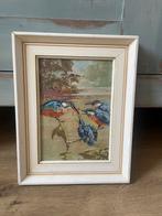 Prachtig schilderij met 4  ijsvogels, Ophalen of Verzenden