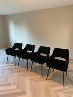 Set van 4 Bronx71 zwarte Velvet eetkamerstoelen Mika, Huis en Inrichting, Stoelen, Ophalen, Gebruikt, Zwart, Vier