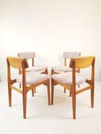 4 Vintage roze stoelen licht roze ribstof gerestaureerd, Modern vintage, Hout, Overige kleuren, .