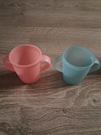 2 drinkbeker roze en blauw, Ophalen, Gebruikt, Blauw