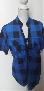 Blouse: blauw geruite blouse, veter – XXL, Ophalen of Verzenden, Zo goed als nieuw, Maat 46/48 (XL) of groter, Blauw