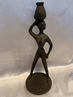 Ashanti Bronzen Beeld - Waterdraagster Ghana ca 1960 18cm, Antiek en Kunst, Ophalen of Verzenden