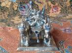 Mooi antiek koper beeldje uit India van een ossenkar 13,3 cm, Ophalen of Verzenden