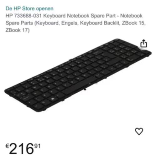 NIEUW! HP notebook toetsenbord 733688-031 €121,99, Computers en Software, Toetsenborden, Nieuw, Qwerty, Ophalen of Verzenden