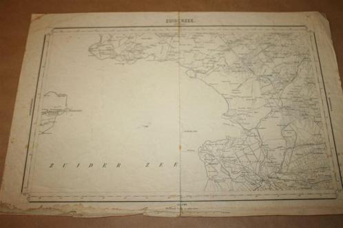 Antieke kaart - Zuiderzee - Circa 1910 !!, Boeken, Atlassen en Landkaarten, Gelezen, Landkaart, Nederland, 1800 tot 2000, Ophalen of Verzenden