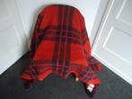 Rood blauw wollen woondeken retro deken V&D unicum 200 x 145, Ophalen, Gebruikt, Eenpersoons, Blauw