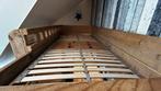 Steigerhouten hoogslaper met bureau + lattenbodem (90x200cm), Ophalen, Zo goed als nieuw, Hoogslaper