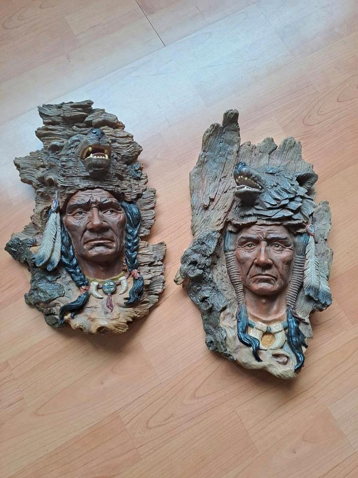 6 Indianen Beelden Polystone, Antiek en Kunst, Kunst | Beelden en Houtsnijwerken, Ophalen