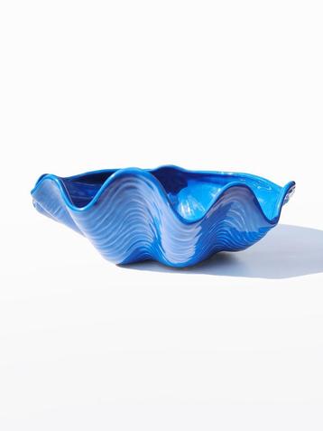 Fruitschaal grote schelp keramiek blauw beschikbaar voor biedingen