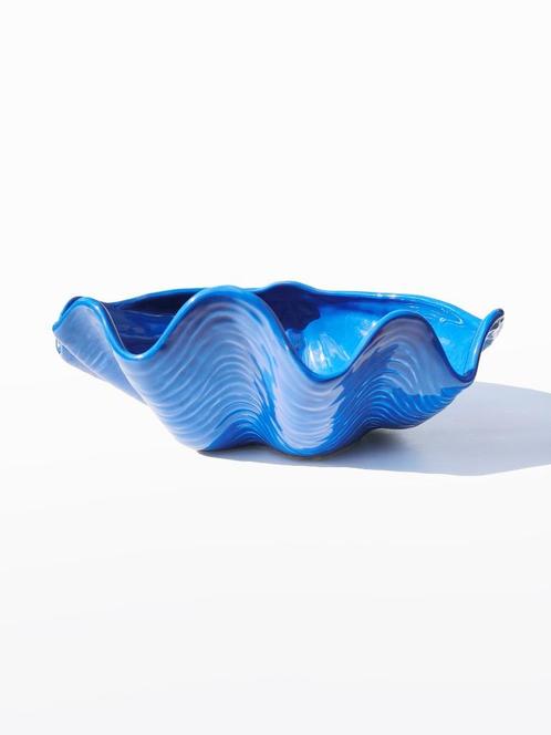 Fruitschaal grote schelp keramiek blauw, Huis en Inrichting, Woonaccessoires | Schalen en Manden, Zo goed als nieuw, Porselein of Keramiek