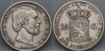 Zilveren rijksdaalder 1866 - 2 1/2 gulden 1866 Willem 3 beschikbaar voor biedingen