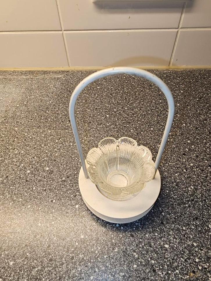 Vintage Kandelaar met Glazen Houder, Huis en Inrichting, Woonaccessoires | Kandelaars en Kaarsen, Gebruikt, Kandelaar, Minder dan 25 cm
