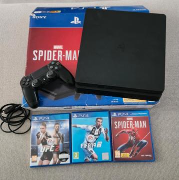 PlayStation 4 Slim 1TB + fifa 19, ufc2, spiderman beschikbaar voor biedingen