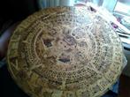 Houten Tafel Azteekse kalender Gesneden BIJTAFEL Mexico, Ophalen, Minder dan 45 cm, Gebruikt, Rond