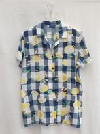 Leuke geblokte vintage blouse, maat 40/L - gele bloemen, Maat 38/40 (M), Wit, Encade, Ophalen of Verzenden