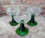 3x Roemer glazen gravure druiven 0,1 liter, Antiek en Kunst, Antiek | Glas en Kristal, Ophalen of Verzenden