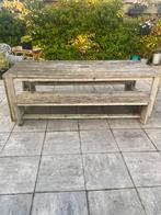 Tafel met 2 banken van steigerhout. Tafel 238x 100 cm, Tuin en Terras, Tuinbanken, Ophalen, Gebruikt, Hout