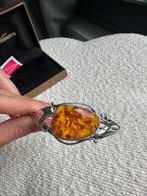 Prachtige zilveren bangle met barn steen, Sieraden, Tassen en Uiterlijk, Armbanden, Ophalen of Verzenden, Zo goed als nieuw, Zilver