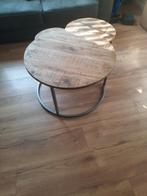 3 teakhouten tafel met stalen onderstel, Ophalen, 200 cm of meer, 50 tot 100 cm, Zo goed als nieuw