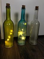 4 decoratieve flessen met LED licht | glas, Ophalen of Verzenden