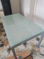 Eettafel met glazen blad, Huis en Inrichting, Tafels | Eettafels, Ophalen, 50 tot 100 cm, Zo goed als nieuw, Vijf personen of meer