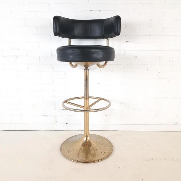 Vintage Börje Johanson barkruk, Huis en Inrichting, Barkrukken, Gebruikt, 60 tot 90 cm, Leer, 1 kruk, Draaibaar, Ophalen