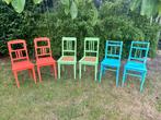6 Brocante stoeltjes, Vintage stoelen, Eetkamerstoelen,, Huis en Inrichting, Ophalen, Gebruikt, Overige kleuren, Brocante, vintage