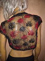 Prachtige bolero zwart rood maat S/M, Bolero, Ophalen of Verzenden, Zo goed als nieuw