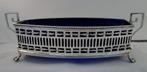 Antieke Zilveren Jardinière met Blauw Glazen Binnenbak, Ophalen of Verzenden, Zilver