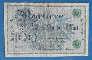 Duitsland biljet 100 Mark, Reichsbanknote - 1908 (groen)  beschikbaar voor biedingen