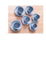 6 kop en schotels blauwgrijs Ikea, Ophalen of Verzenden, Zo goed als nieuw, Overige stijlen, Kop(pen) en/of Schotel(s)