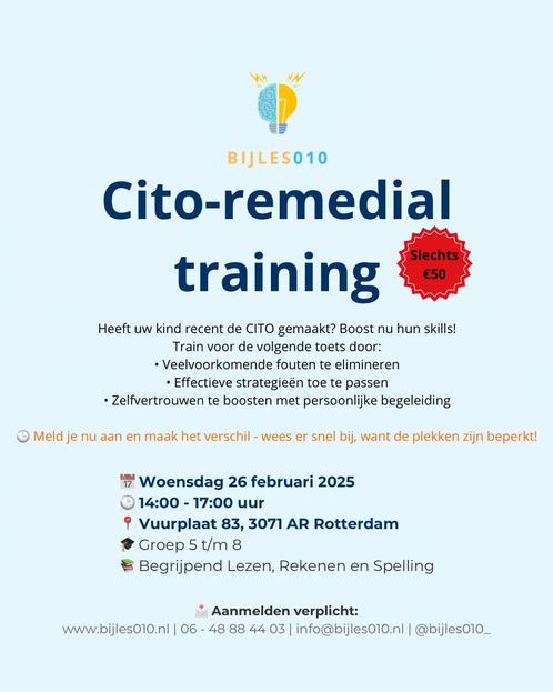 Cito remedial training / Bijles Rotterdam, Diensten en Vakmensen, Bijles, Privé-les en Taalles, Bijles, Examen- of Scriptiebegeleiding
