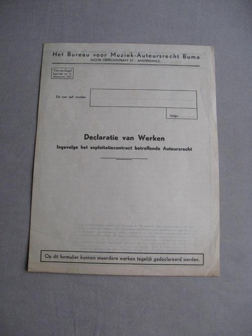 Declaratie van Werken - Bureau voor Muziek-Auteursrecht Buma, Diversen, Papierwaren, Verzenden