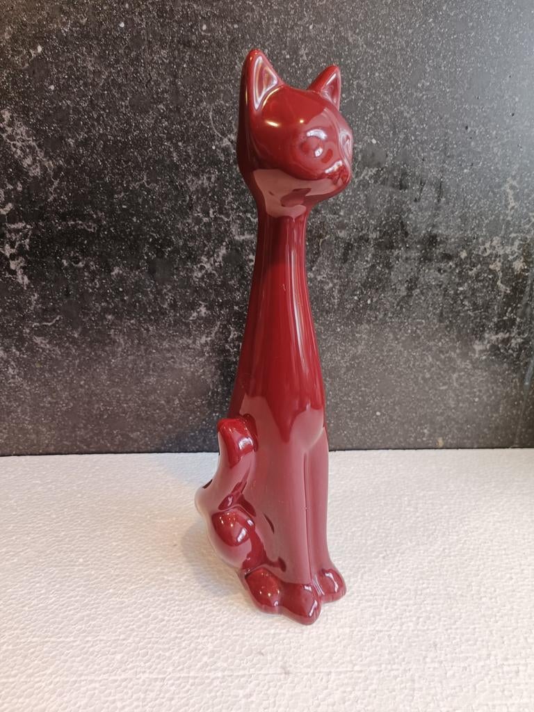 Mooie Vintage Rode Kat Beeldje - Decoratief Poezenbeeld, Verzamelen, Beelden en Beeldjes, Ophalen of Verzenden, Gebruikt, Dier