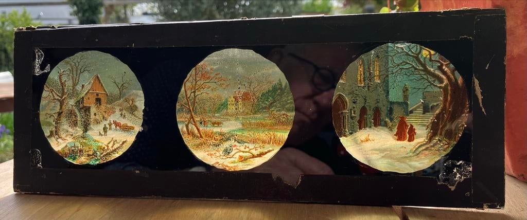 3 glasplaten toverlantaarnplaatjes, Ophalen of Verzenden