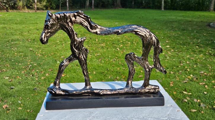 aluminium beeld / PAARD / 59 cm breed, Antiek en Kunst, Kunst | Beelden en Houtsnijwerken, Ophalen of Verzenden