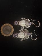 Zilveren oorbellen met edelstenen, Verzenden, Met edelsteen, Zilver, Hangers