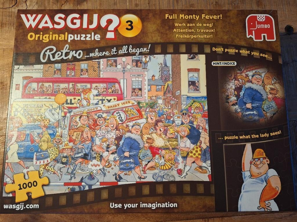Wasgij puzzel Original 3 Retro Full monty fever., Hobby en Vrije tijd, Ophalen of Verzenden, 500 t/m 1500 stukjes, Zo goed als nieuw