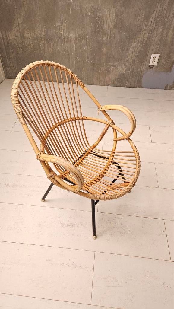 Vintage (Rohe ?) rotan stoel, hoge rugleuning, Antiek en Kunst, Ophalen