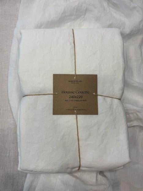 100% linnen dekbedovertrek 240x220 met slopen Wit, Wit, Dekbedovertrek, Ophalen of Verzenden, Nieuw