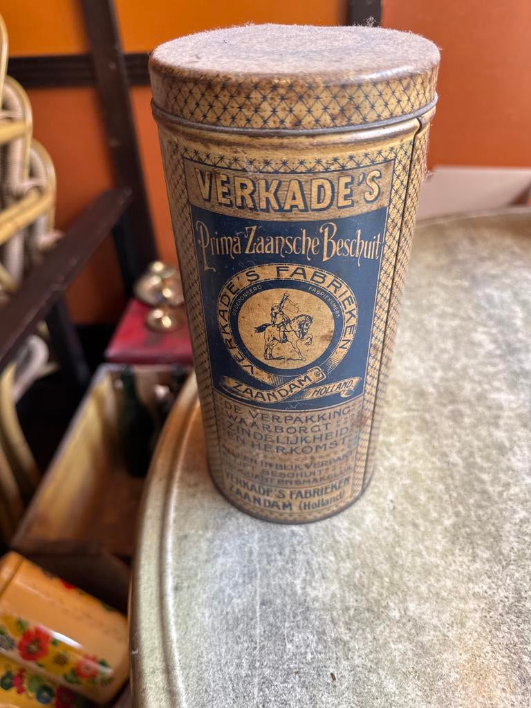 Vintage Verkade's Prima Zaanche Beschuit Blik, Verzamelen, Blikken, Ophalen of Verzenden, Gebruikt, Beschuit, Verkade