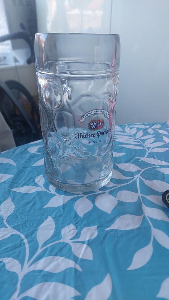 Bierpul 1 liter Hacker-Pschorr München, Ophalen of Verzenden, Glas, Overige stijlen